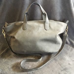 Old Navy grey synthetic leather messenger tote bag